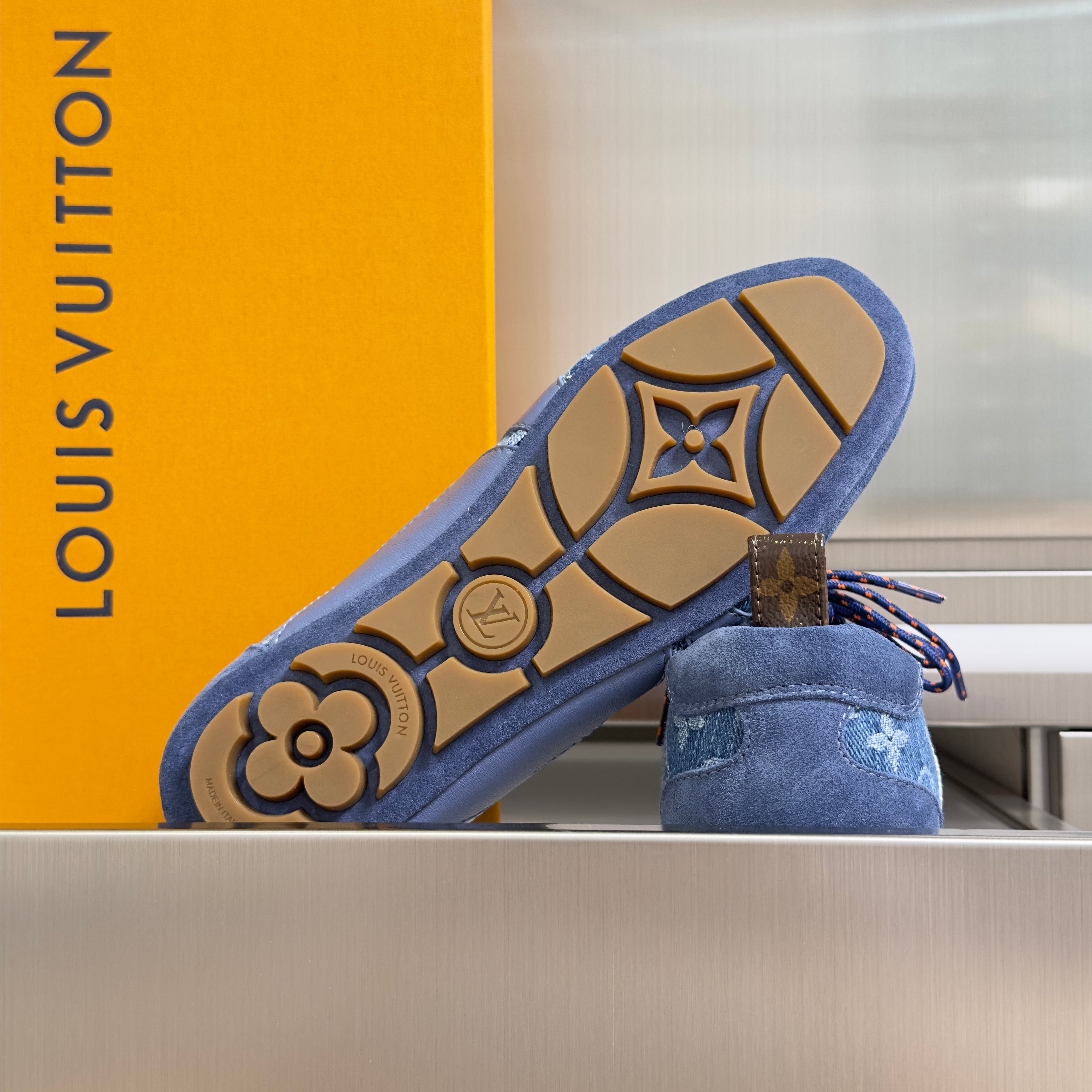 LV 26S SNEAKERINA SNEAKERS IN BLUE MONOGRAM DENIM AND CALFSKIN