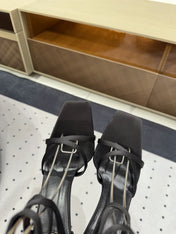 SATIN OPYUM HIGH SANDALS BLACK
