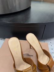 GIANVITO ROSSI 26S KNOTTED STRAP SANDALS 105 MM IN BROWN LAMBSKIN