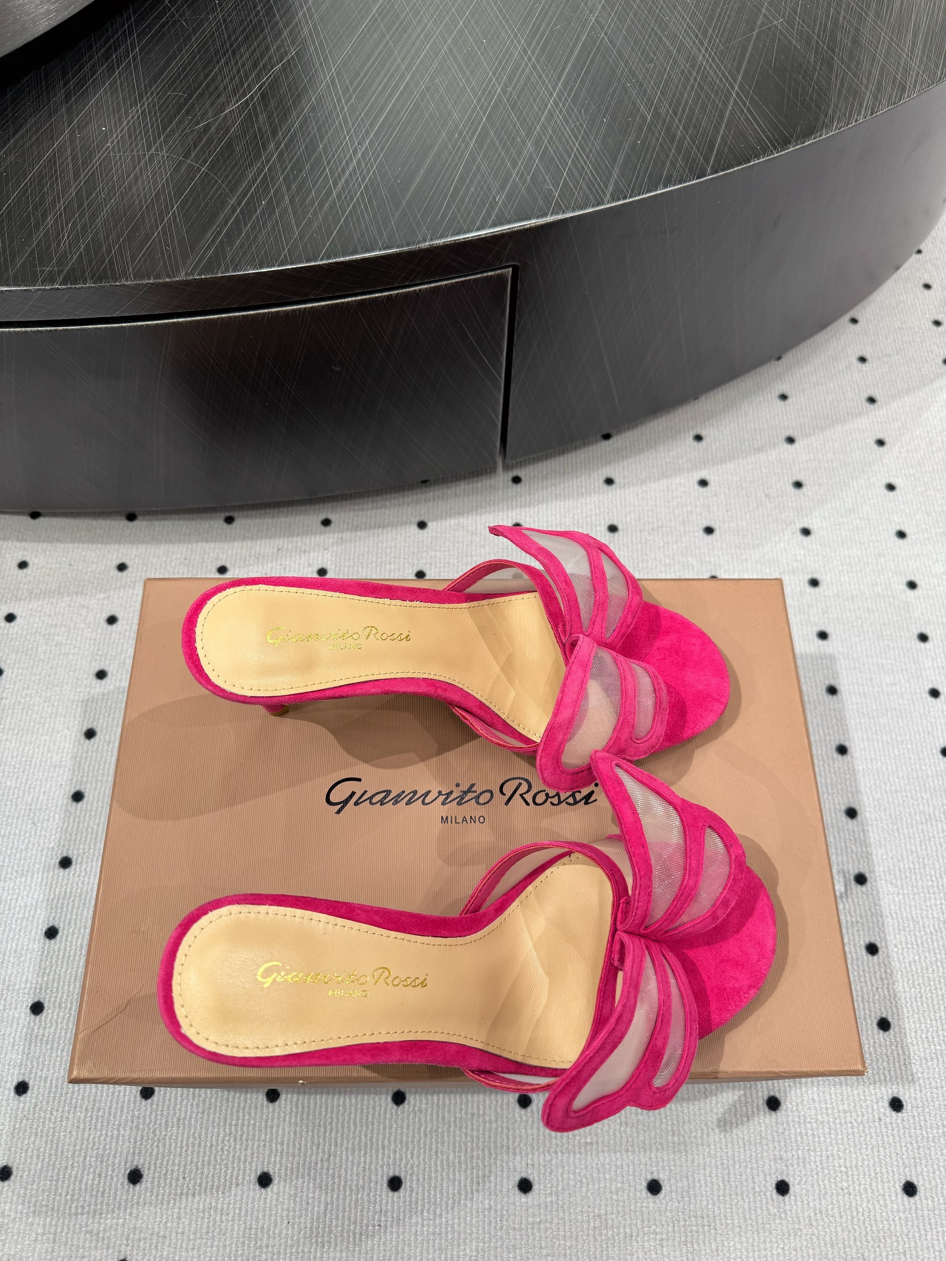 GIANVITO ROSSI 26S BUTTERFLY HIGH-HEEL SANDALS 80 MM IN DARK PINK SUEDE