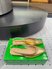 BOTTEGA VENETA 26S SLINGBACK FLATS IN GOLD CALFSKIN
