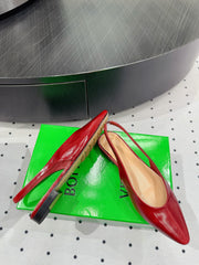 BOTTEGA VENETA 26S SLINGBACK FLATS IN RED CALFSKIN