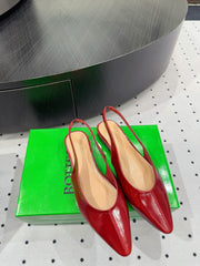 BOTTEGA VENETA 26S SLINGBACK FLATS IN RED CALFSKIN