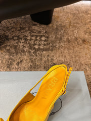 PRADA 25S SLINGBACK HIGH HEELS 75 MM IN YELLOW EMBOSSED COWHIDE