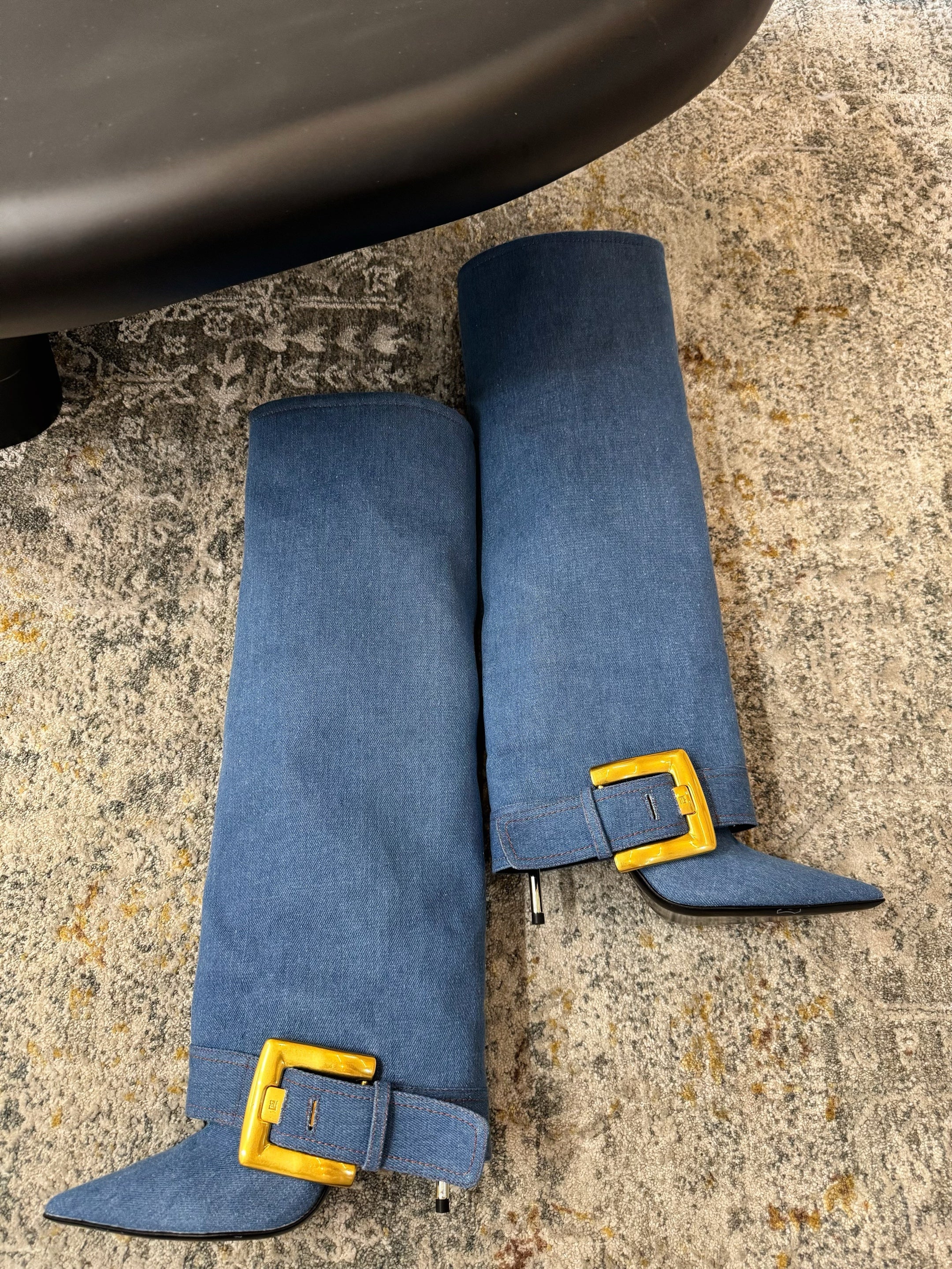 BALMAIN 26S BOOT 85 MM IN BLUE DENIM