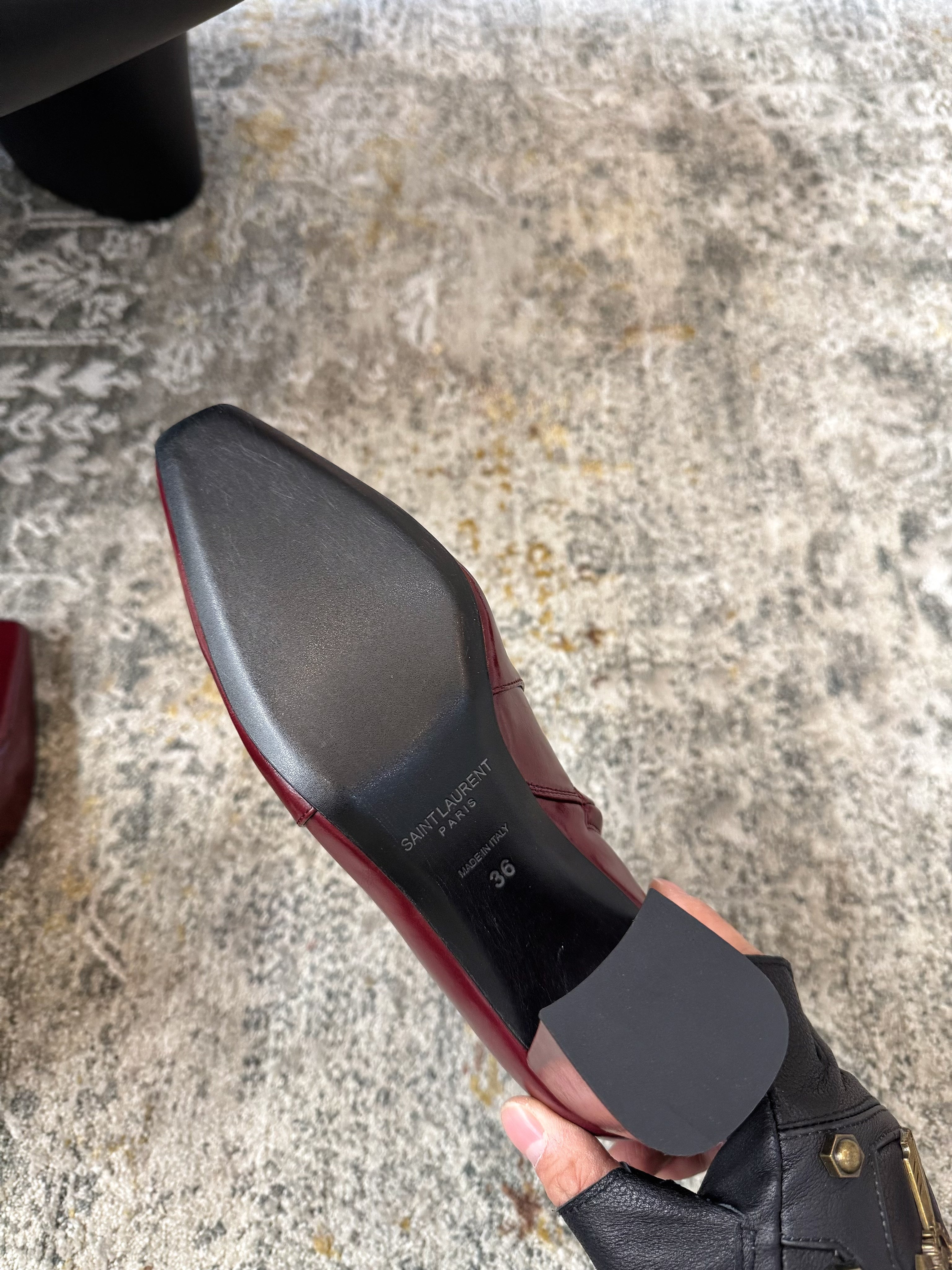 YSL 26S ANKLE BOOTS 70 MM IN DARK RED SHINY CALFSKIN