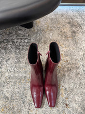 YSL 26S ANKLE BOOTS 70 MM IN DARK RED SHINY CALFSKIN