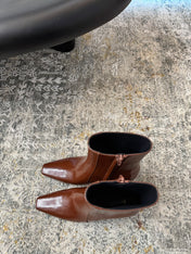 YSL 26S ANKLE BOOTS 70 MM IN BROWN SHINY CALFSKIN