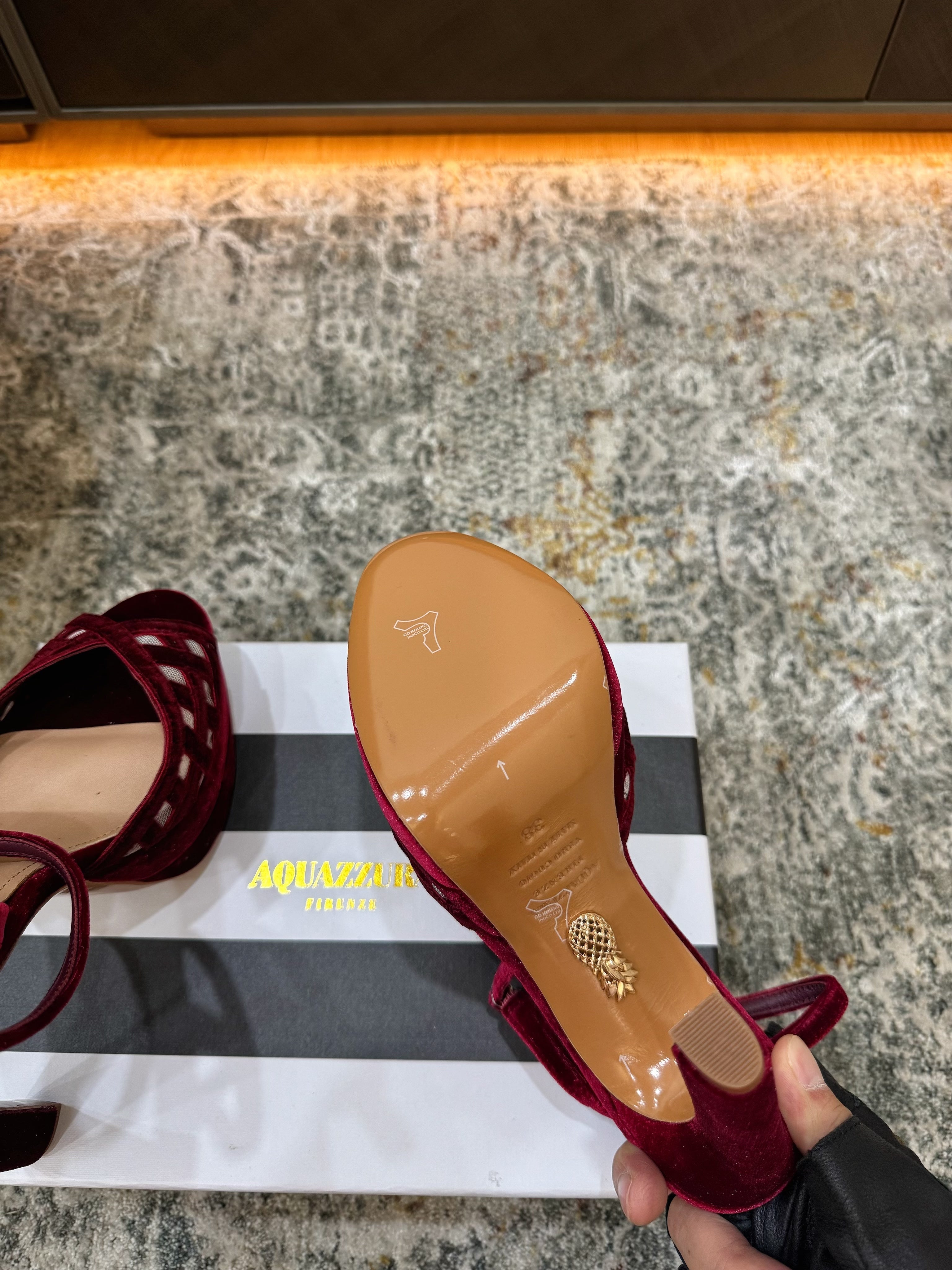 AQUAZZURA 26S HIGH-HEEL SANDALS 130 MM IN DARK RED VELVET