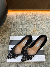 AQUAZZURA 26S BELGRAVIA PUMPS 105 MM IN BLACK VELVET WITH BOW