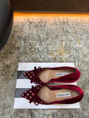 AQUAZZURA 26S BELGRAVIA PUMPS 105 MM IN DARK RED VELVET WITH BOW