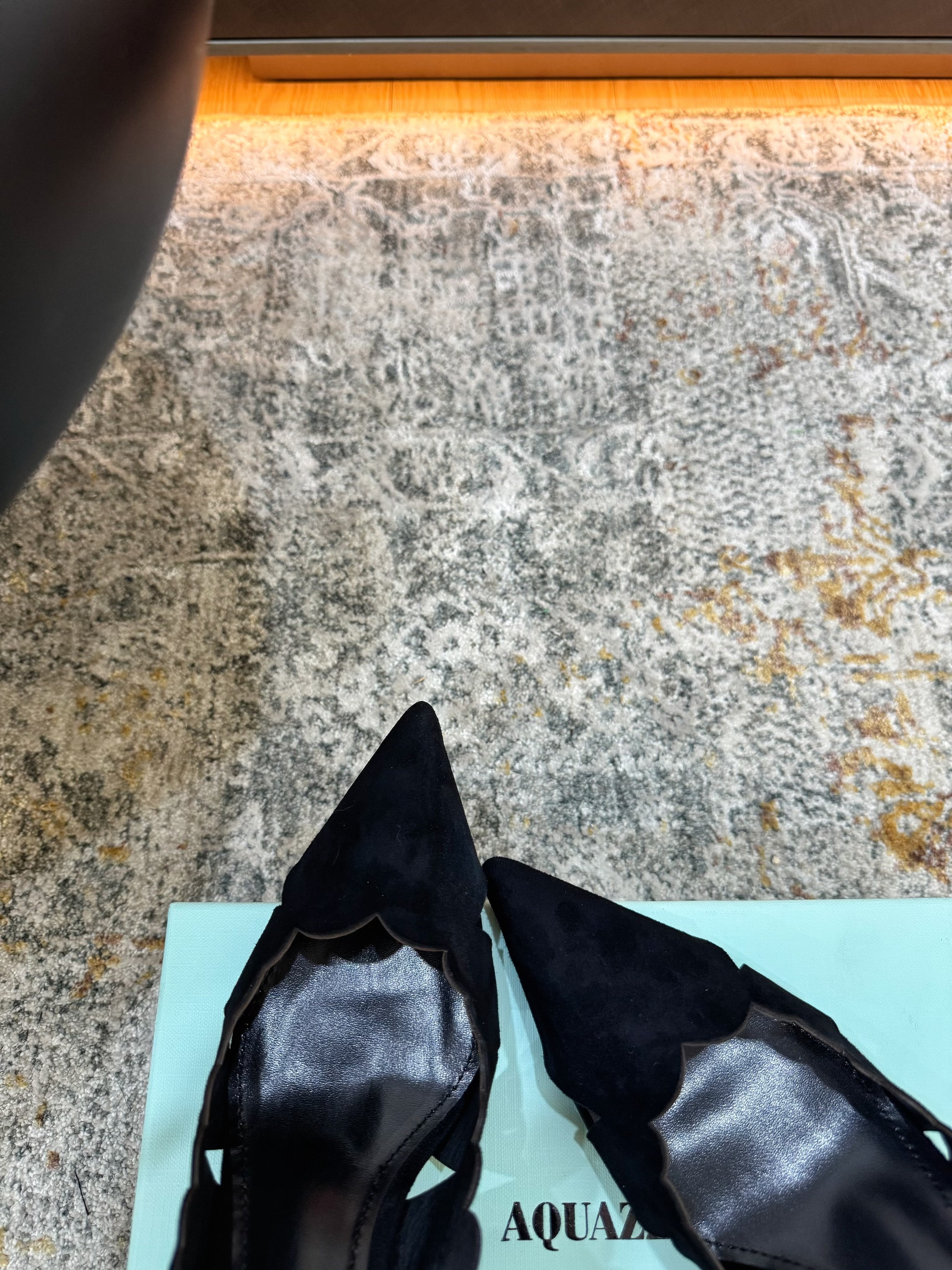 AQUAZZURA 26S SLINGBACK 60 MM IN BLACK SUEDE