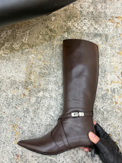 HM 26S KNEE-HIGH BOOTS 35 MM IN DARK BROWN CALFSKIN