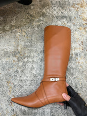 HM 26S KNEE-HIGH BOOTS 35 MM IN COGNAC BROWN CALFSKIN
