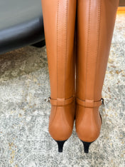 HM 26S KNEE-HIGH BOOTS 35 MM IN COGNAC BROWN CALFSKIN