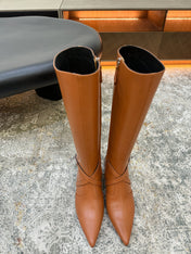 HM 26S KNEE-HIGH BOOTS 35 MM IN COGNAC BROWN CALFSKIN
