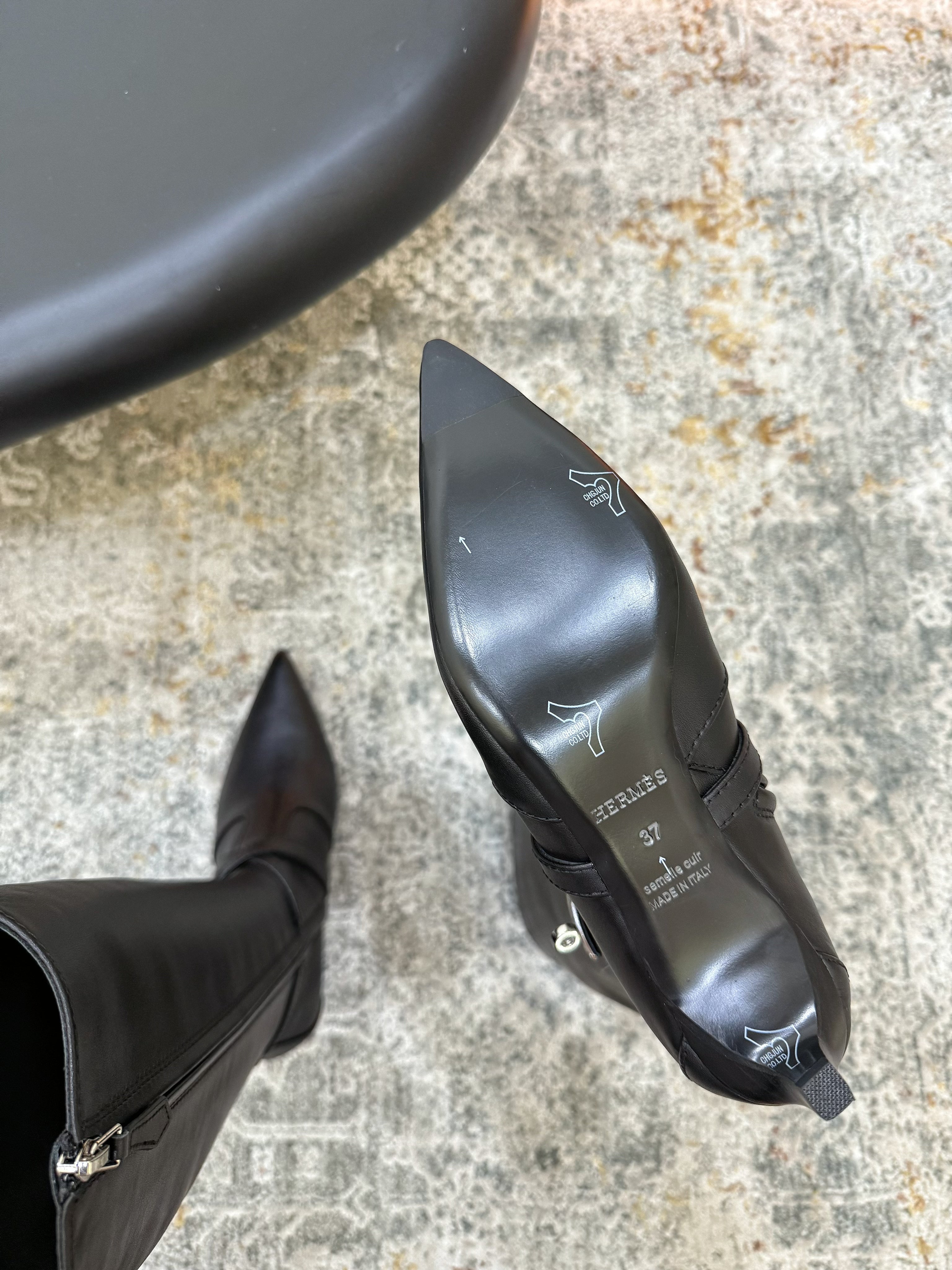 HM 26S KNEE-HIGH BOOTS 35 MM IN BLACK CALFSKIN