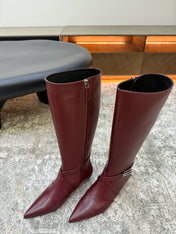 HM 26S KNEE-HIGH BOOTS 35 MM IN WINE RED CALFSKIN