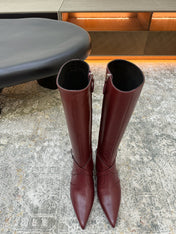 HM 26S KNEE-HIGH BOOTS 35 MM IN WINE RED CALFSKIN