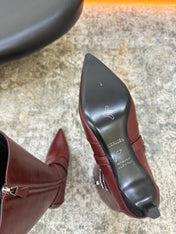 HM 26S KNEE-HIGH BOOTS 35 MM IN WINE RED CALFSKIN