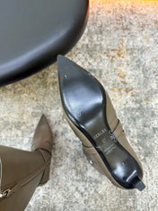 HM 26S KNEE-HIGH BOOTS 35 MM IN KHAKI GREY CALFSKIN