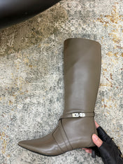 HM 26S KNEE-HIGH BOOTS 35 MM IN KHAKI GREY CALFSKIN