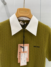 MIUMIU 26S SHORT-SLEEVED KNIT POLO SHIRT STYLE 1062