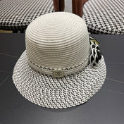 CHANEL 26S FLORAL-EMBELLISHED STRAW HAT 337941