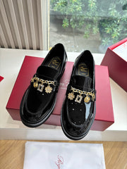 ROGER VIVIER 25S RANGERS CHAIN LOAFER IN BLACK GLOSSY CALFSKIN