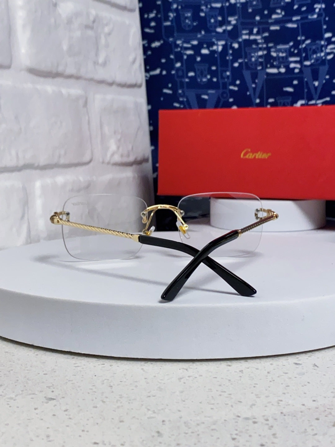 CARTIER 26S RIMLESS RECTANGULAR FRAME IN METAL 434045