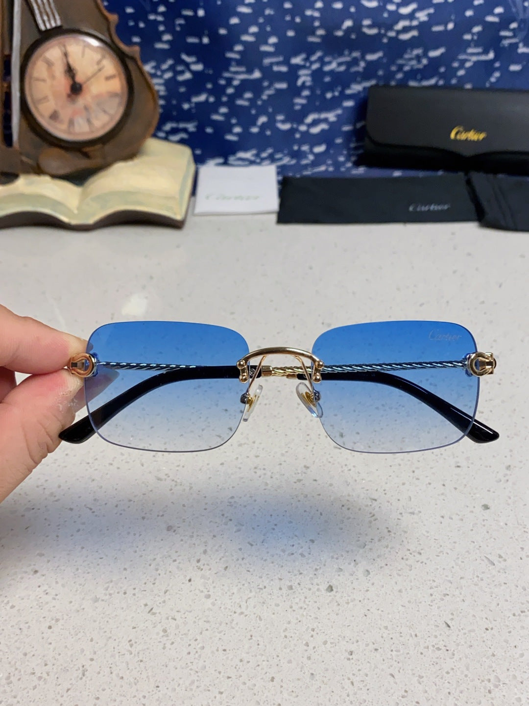 CARTIER 26S RIMLESS RECTANGULAR FRAME IN METAL 434047