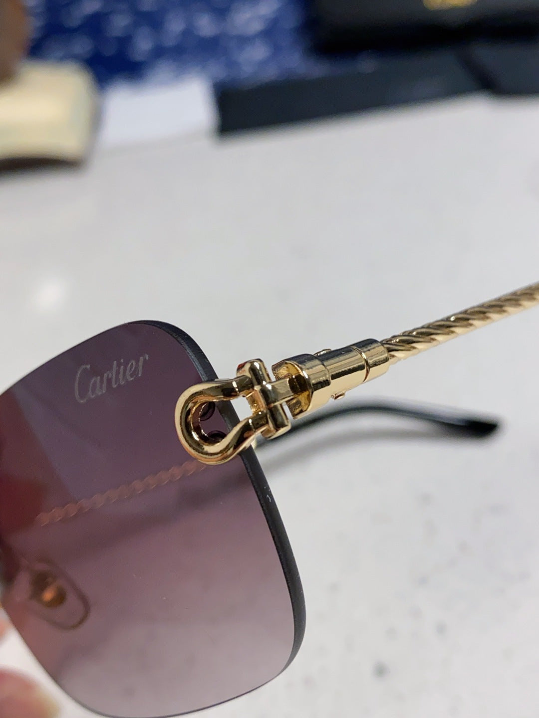 CARTIER 26S RIMLESS RECTANGULAR FRAME IN METAL 434049