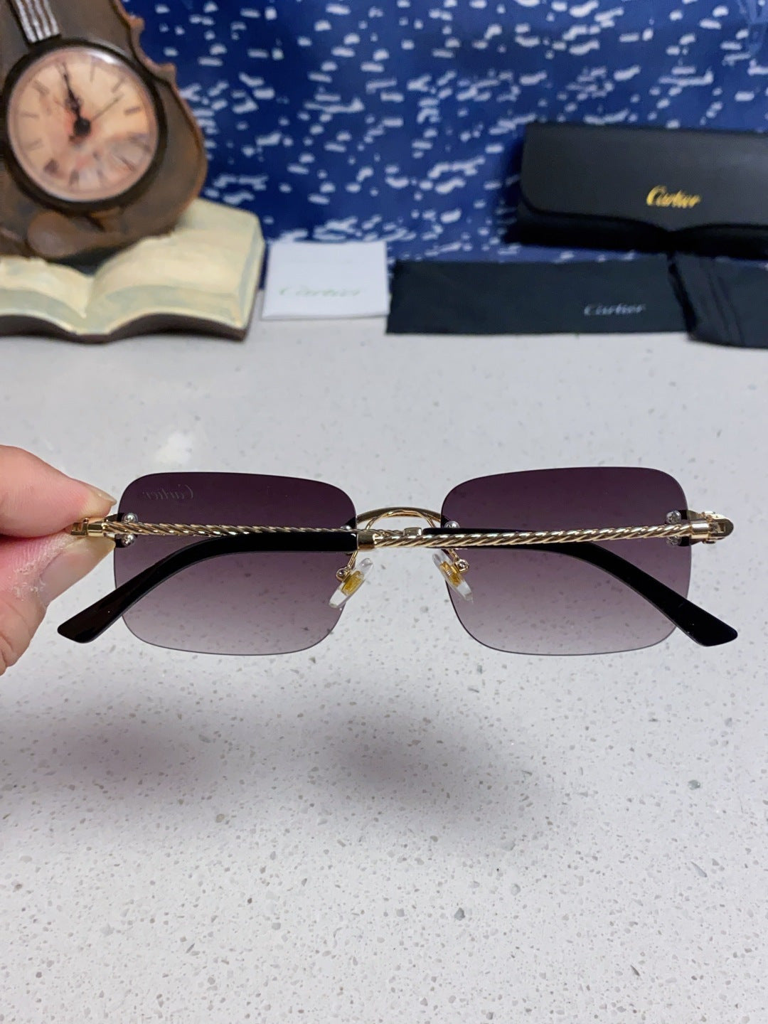 CARTIER 26S RIMLESS RECTANGULAR FRAME IN METAL 434049