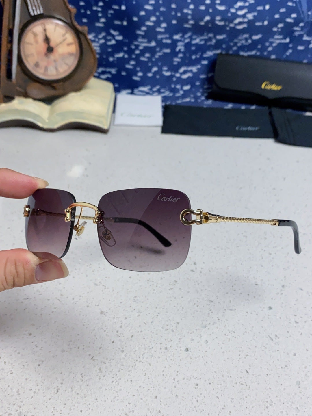 CARTIER 26S RIMLESS RECTANGULAR FRAME IN METAL 434049