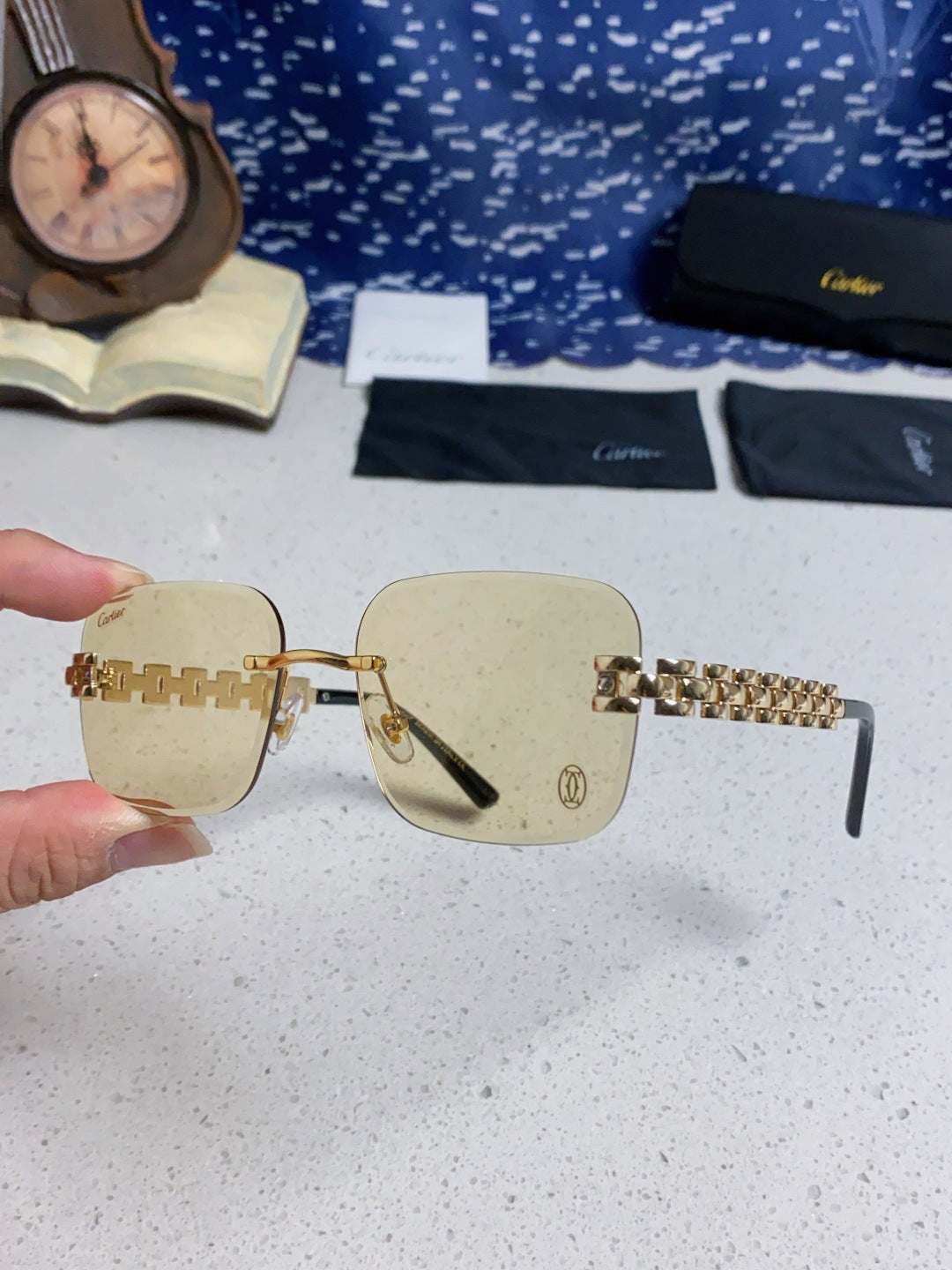 CARTIER 26S RIMLESS RECTANGULAR FRAME IN METAL 436032