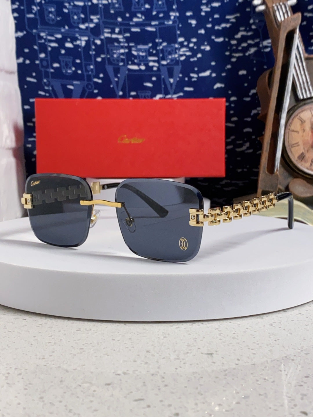 CARTIER 26S RIMLESS RECTANGULAR FRAME IN METAL 436036