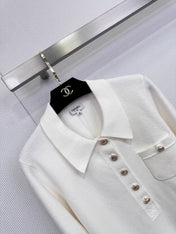 CHANEL 25S LONG-SLEEVE KNIT POLO SHIRT 590