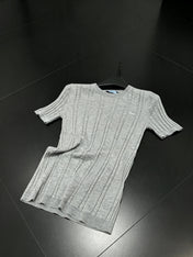 PRADA 26S SHORT-SLEEVE RIBBED KNIT TOP 1149