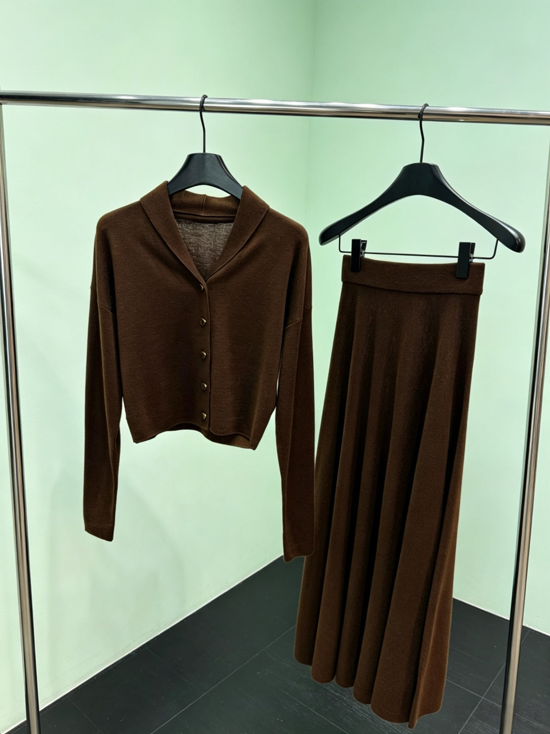 LORO PIANA 26S KNIT CARDIGAN & MAXI SKIRT SET 871