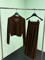 LORO PIANA 26S KNIT CARDIGAN & MAXI SKIRT SET 871