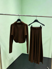 LORO PIANA 26S KNIT CARDIGAN & MAXI SKIRT SET 871