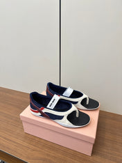 THONG SANDALS IN WHITE SUEDE MIX NAVY TECH FABRIC