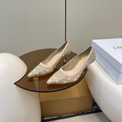 POINTED TOE HEELS 55MM IN NUDE MESH WITH RHINESTONES