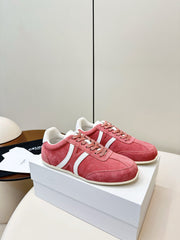 CELINE 25S JOGGER LOW LACE UP SNEAKER WITH TRIOMPHE IN BABY PINK SUEDE