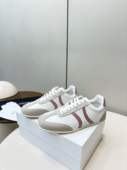 CELINE 25S JOGGER LOW LACE UP SNEAKER WITH TRIOMPHE IN WHITE GRAY SUEDE AND CALFSKIN