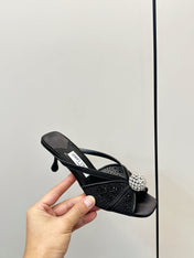 JIMMY CHOO 26S SACORA MULE 80 MM IN BLACK CRYSTAL EMBELLISHMENT