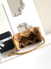 CHANEL 25S HOBO BAG 30 IN BROWN SUEDE WITH GOLD HARDWARE