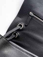CHANEL 26S SOUPLISSIMO MAXI FLAP MEDIUM 32 IN BLACK GRAINED CALFSKIN SILVER HARDWARE