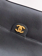 CHANEL 26S SOUPLISSIMO MAXI FLAP 39 IN BLACK GRAINED CALFSKIN GOLD HARDWARE