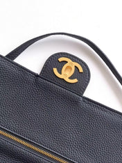 CHANEL 26S SOUPLISSIMO MAXI FLAP 39 IN BLACK GRAINED CALFSKIN GOLD HARDWARE
